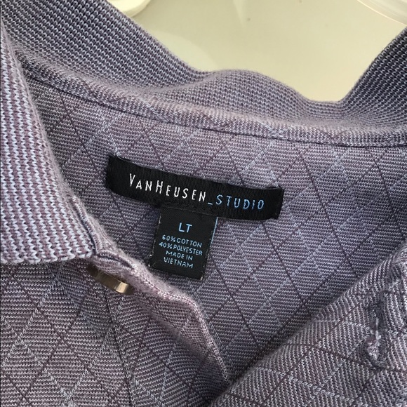 Van Heusen studio men’s polo pocket shirt large Tall blues and grays - Picture 7 of 9